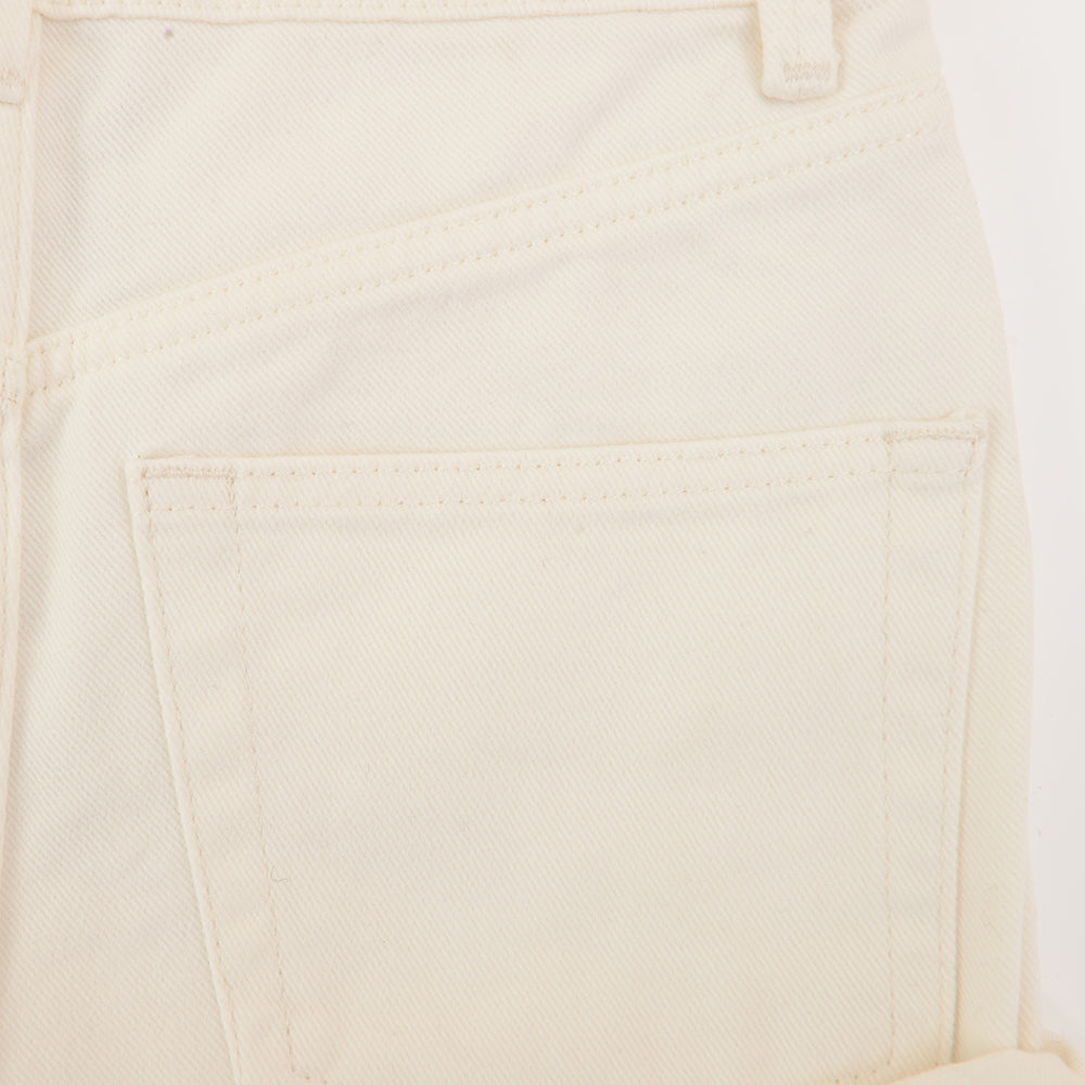 RAEY Womens Rivet Denim Shorts in White