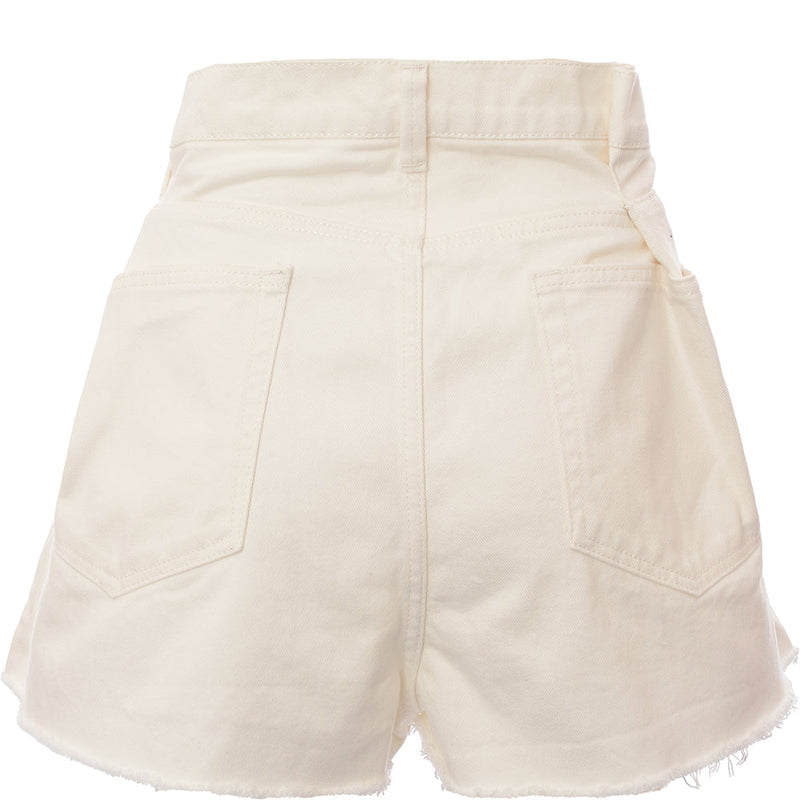 RAEY Womens Fold Denim Shorts in White