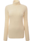 Saint Laurent Womens Ribbed Wool And Cashmere Blend Turtleneck Sweater In White