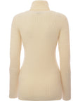 Saint Laurent Womens Ribbed Wool And Cashmere Blend Turtleneck Sweater In White