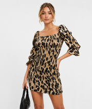 John Zack Womens Petite Square Neck Shirred Mini Dress In Multi
