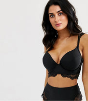 Wolf & Whistle Womens Fuller Bust Lace Underwired Bikini Top In Black