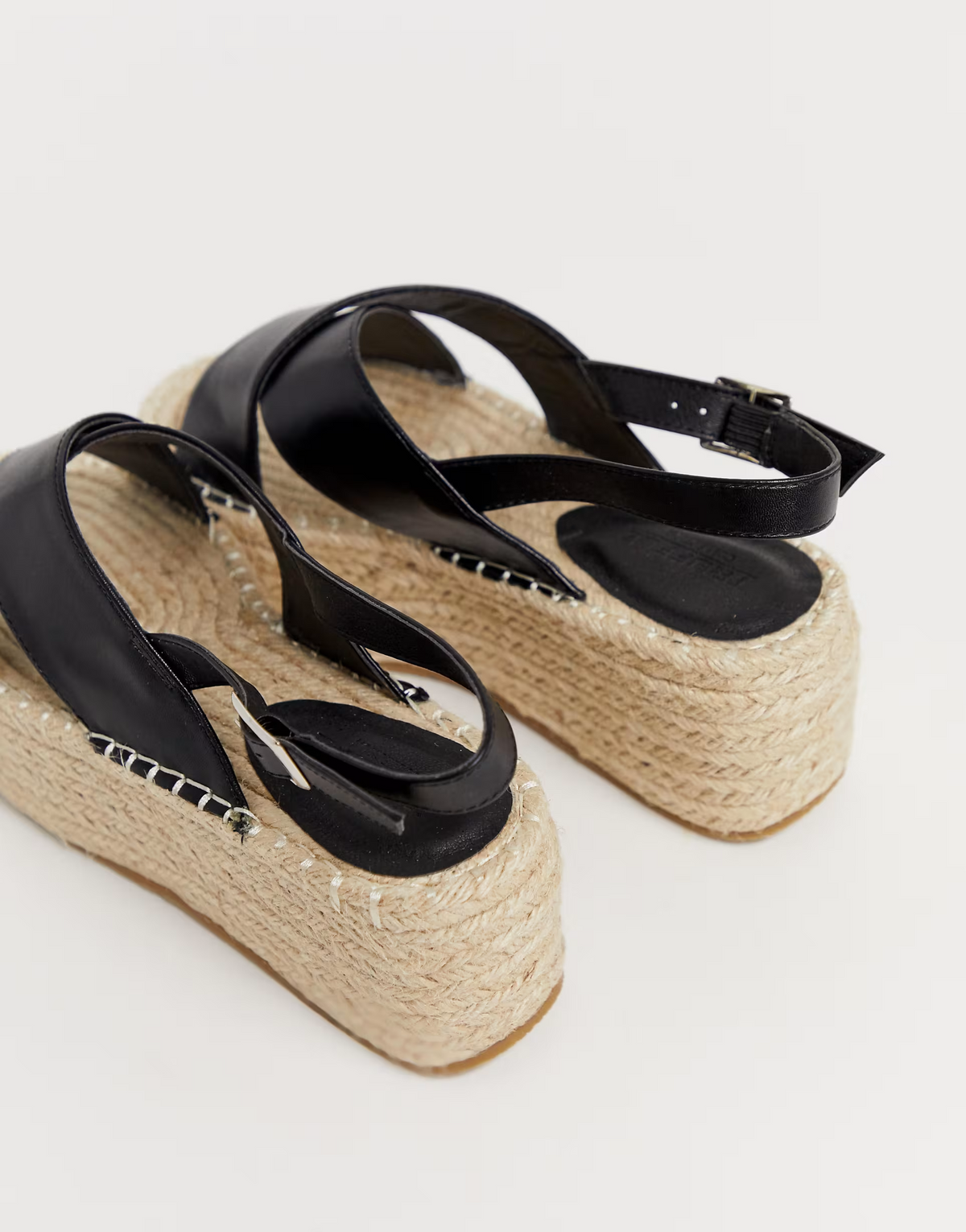 Truffle Collection Wide Fit Womens Flatform Espadrille Sandals In Black