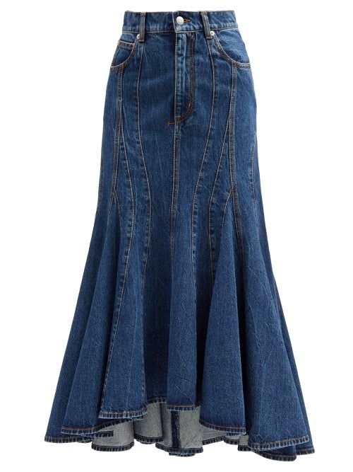 Alexander Mcqueen Women's Maxi Skirt in Blue