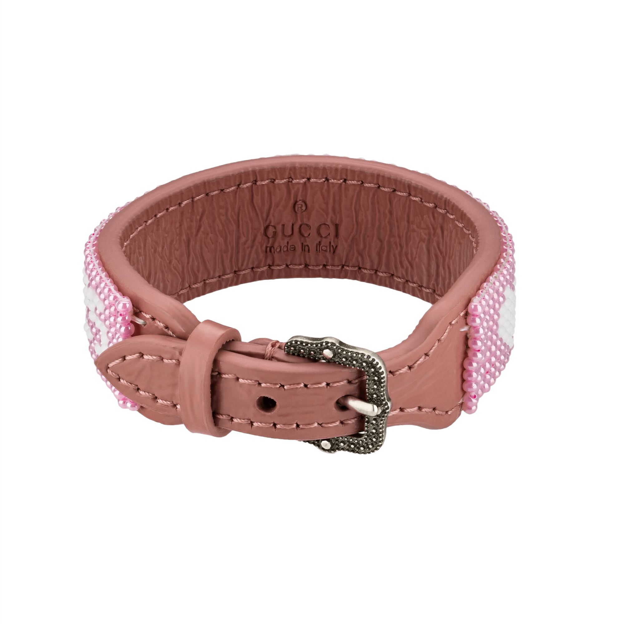 Gucci Womens Beaded-Logo Leather Bracelet