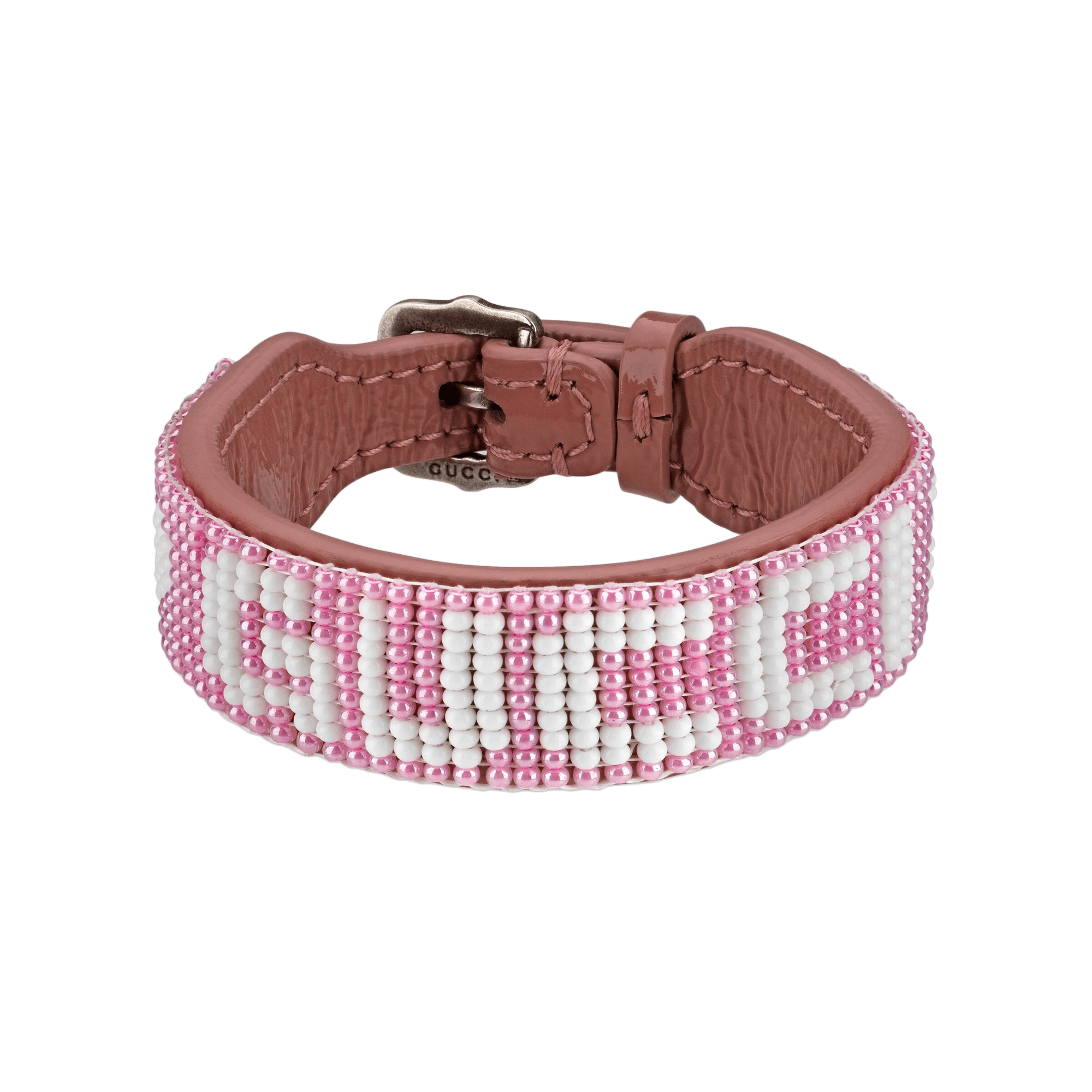 Gucci Womens Beaded-Logo Leather Bracelet