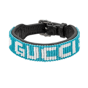 Gucci Womens Ouverture Beaded Leather Bracelet