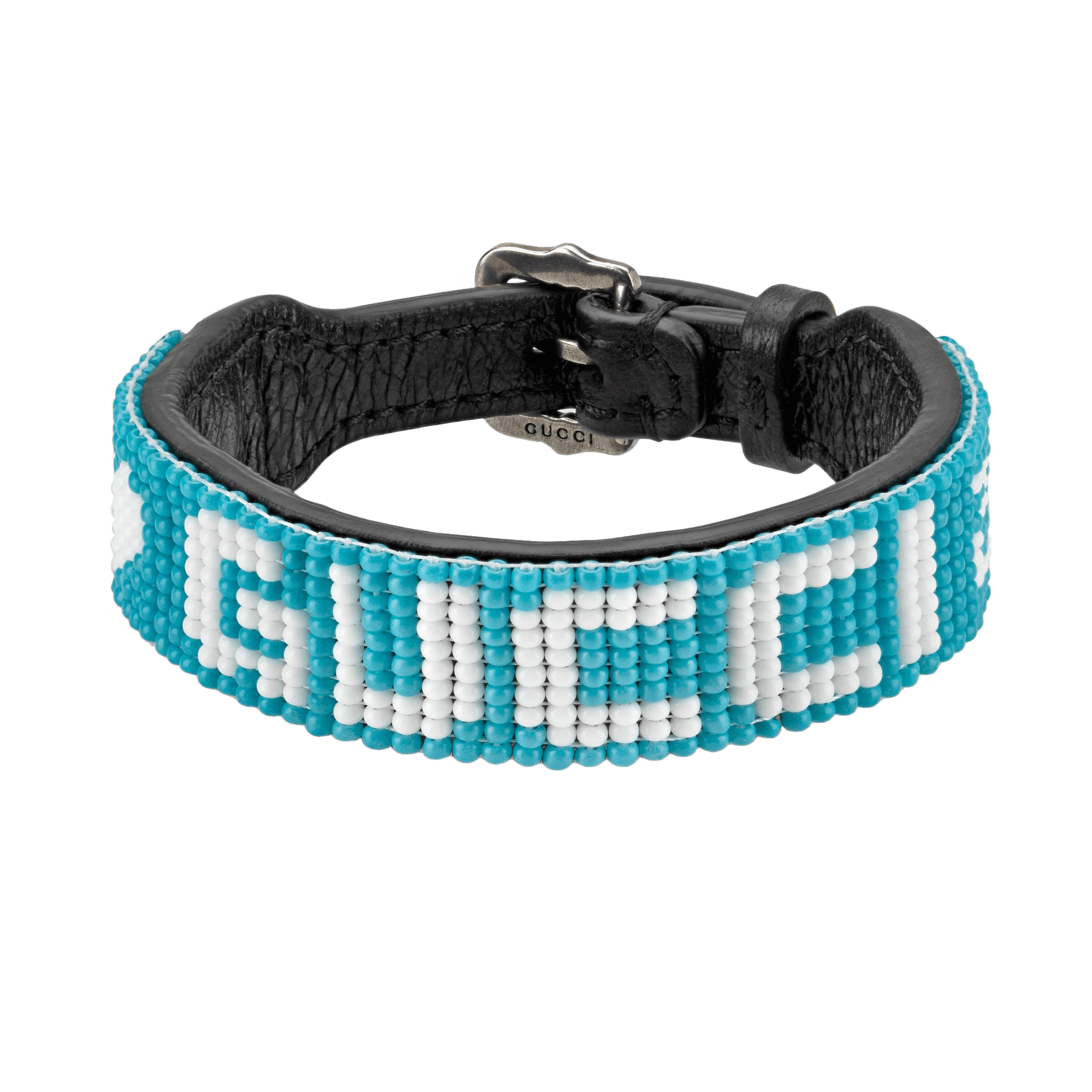 Gucci Womens Ouverture Beaded Leather Bracelet