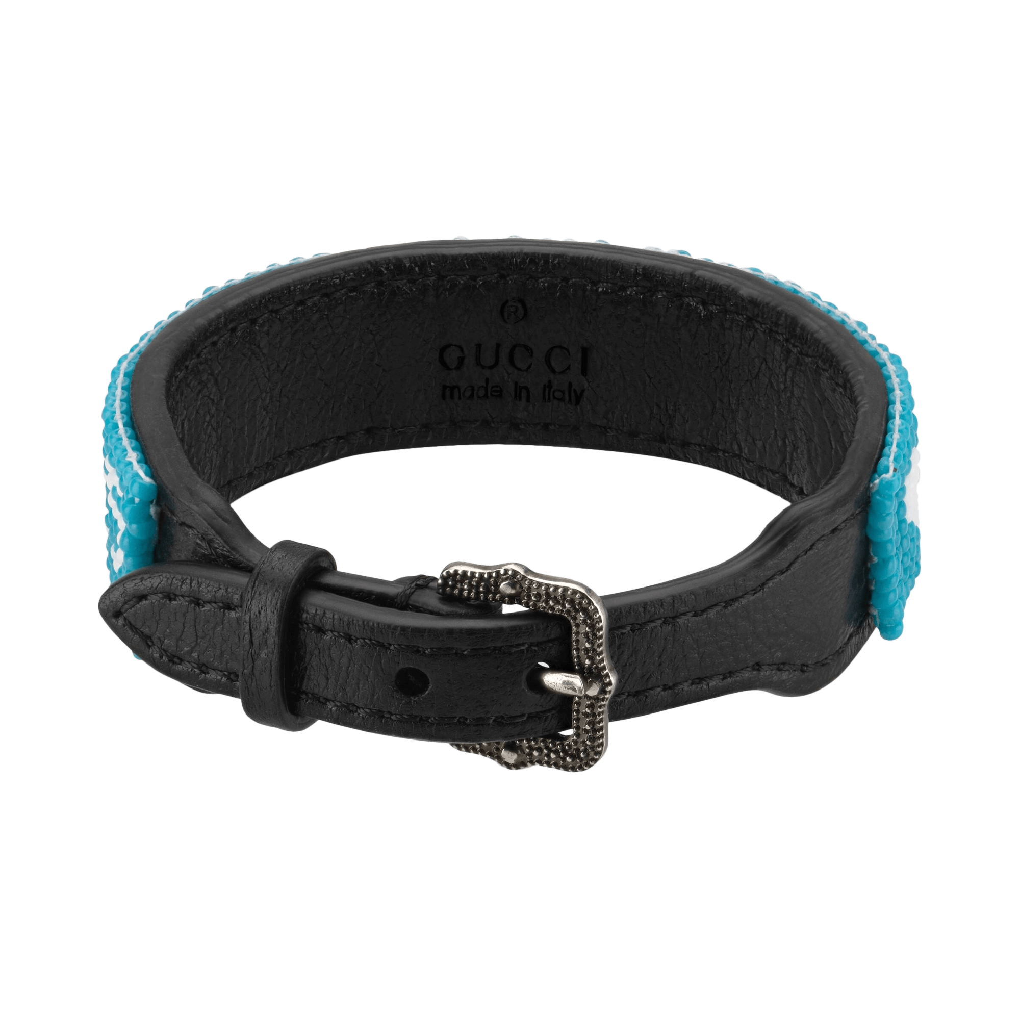 Gucci Womens Ouverture Beaded Leather Bracelet