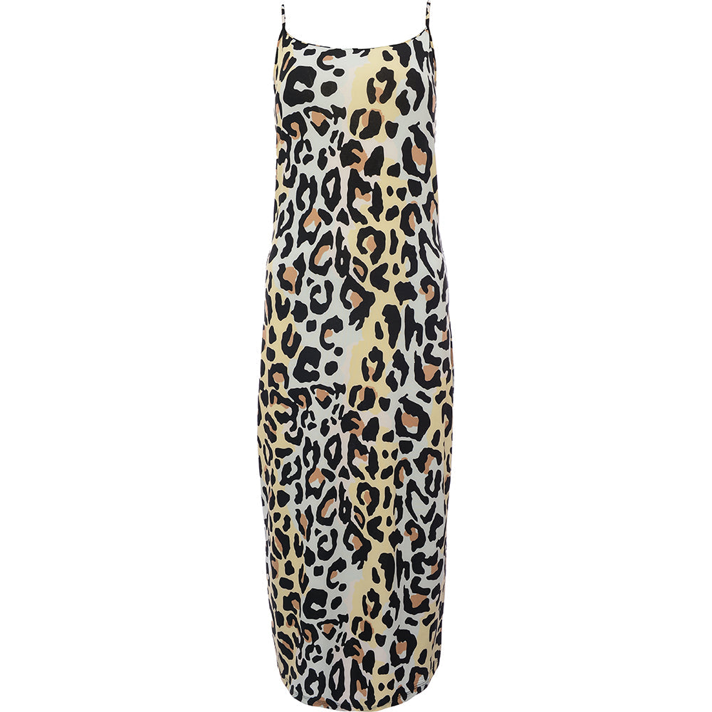 Vila Women&#39;s Blue Leopard Vimie Strap Midi Dress