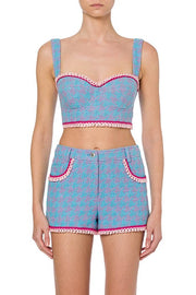 Houndstooth Bralette in Blue