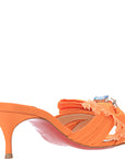 Christian Louboutin Womens Marie Anne Gros Grain Embellished 55Mm Mule in Orange