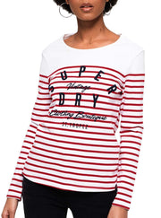Womens Superdry Stripe Top With Flock Logo