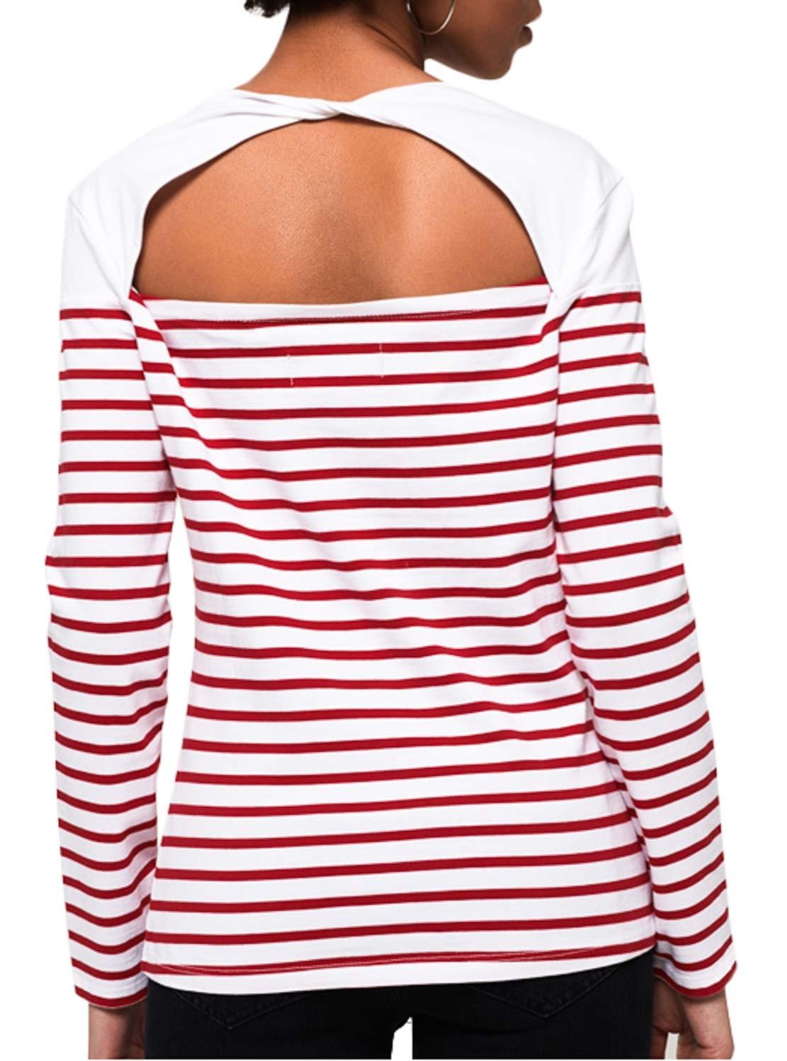 Womens Superdry Stripe Top With Flock Logo