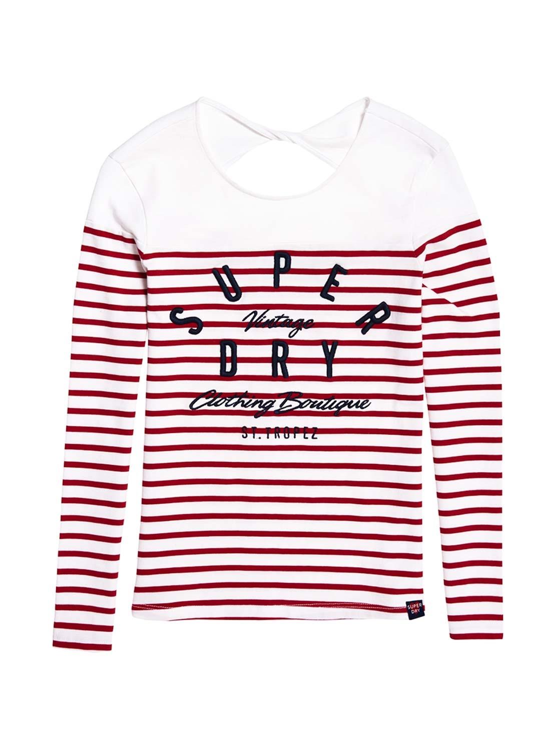 Womens Superdry Stripe Top With Flock Logo