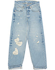 RAEY Womens Organic Ripped Dad Jean in Blue