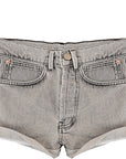 RAEY Womens Rivet Denim Shorts in Grey