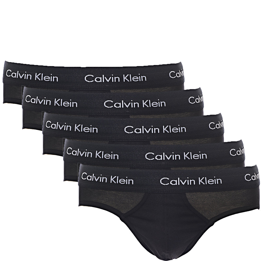 Calvin Klein Mens Black Cotton Stretch Logo Waistband 5-Pack Briefs