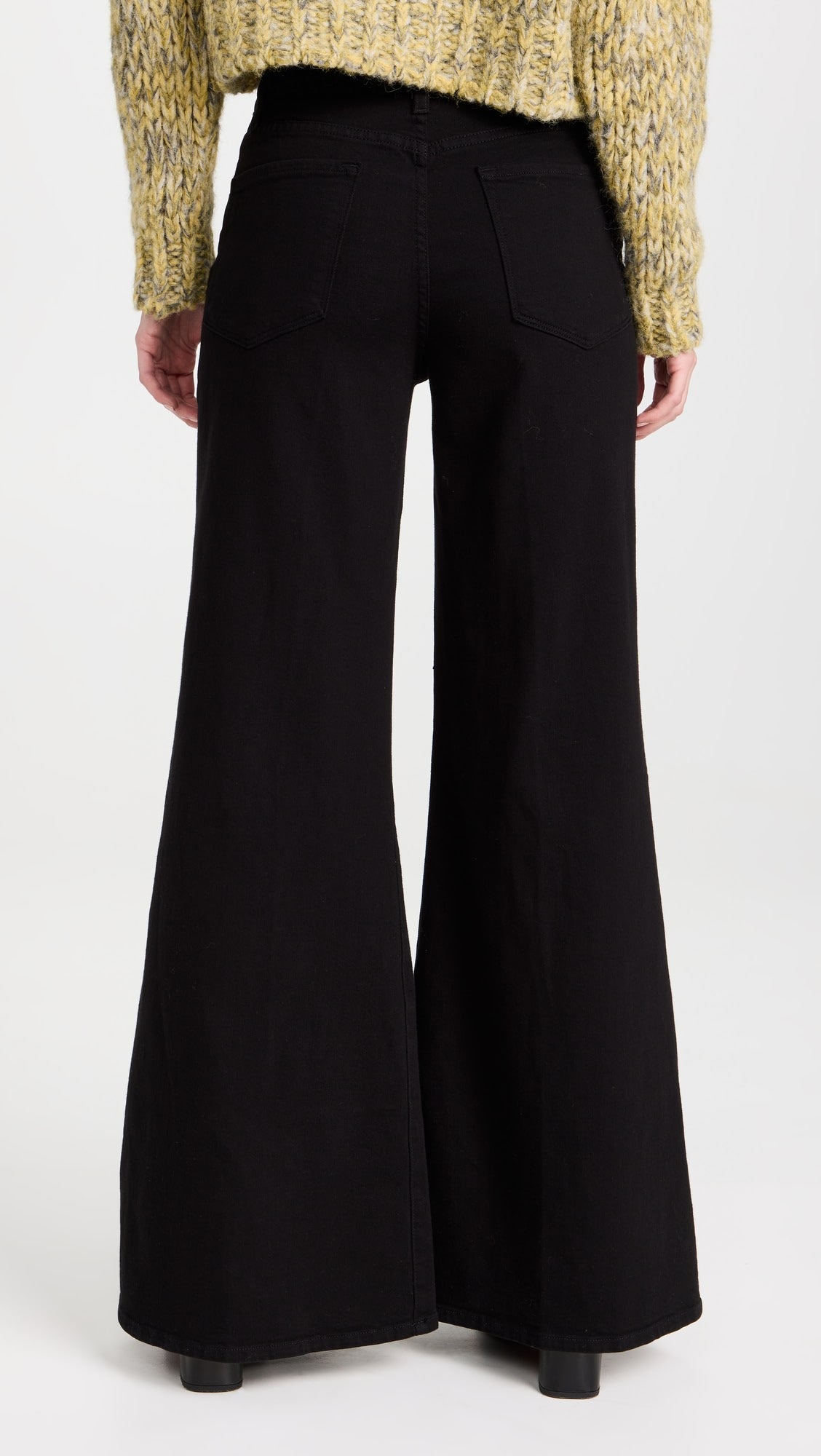 Womens Frame Denim Wide Leg Jeans In Black