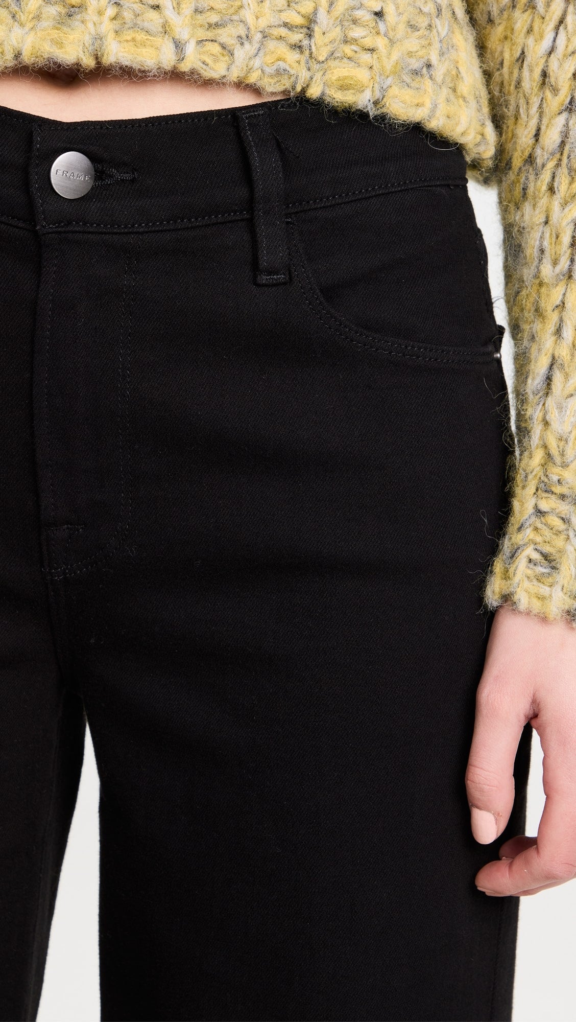 Womens Frame Denim Wide Leg Jeans In Black