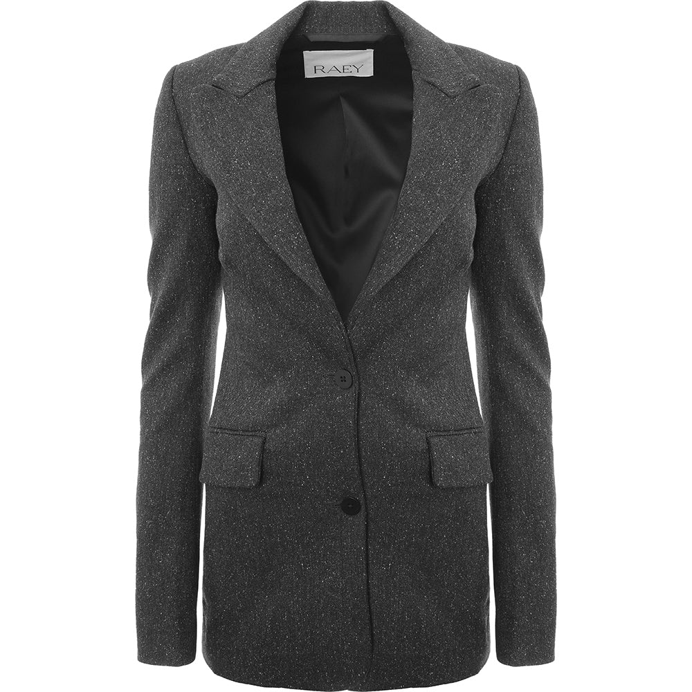 RAEY Womens Skinny Speckle Suit Jacket in Grey