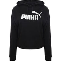 Puma Women's Essentials Black Logo Cropped Hoodie in Black