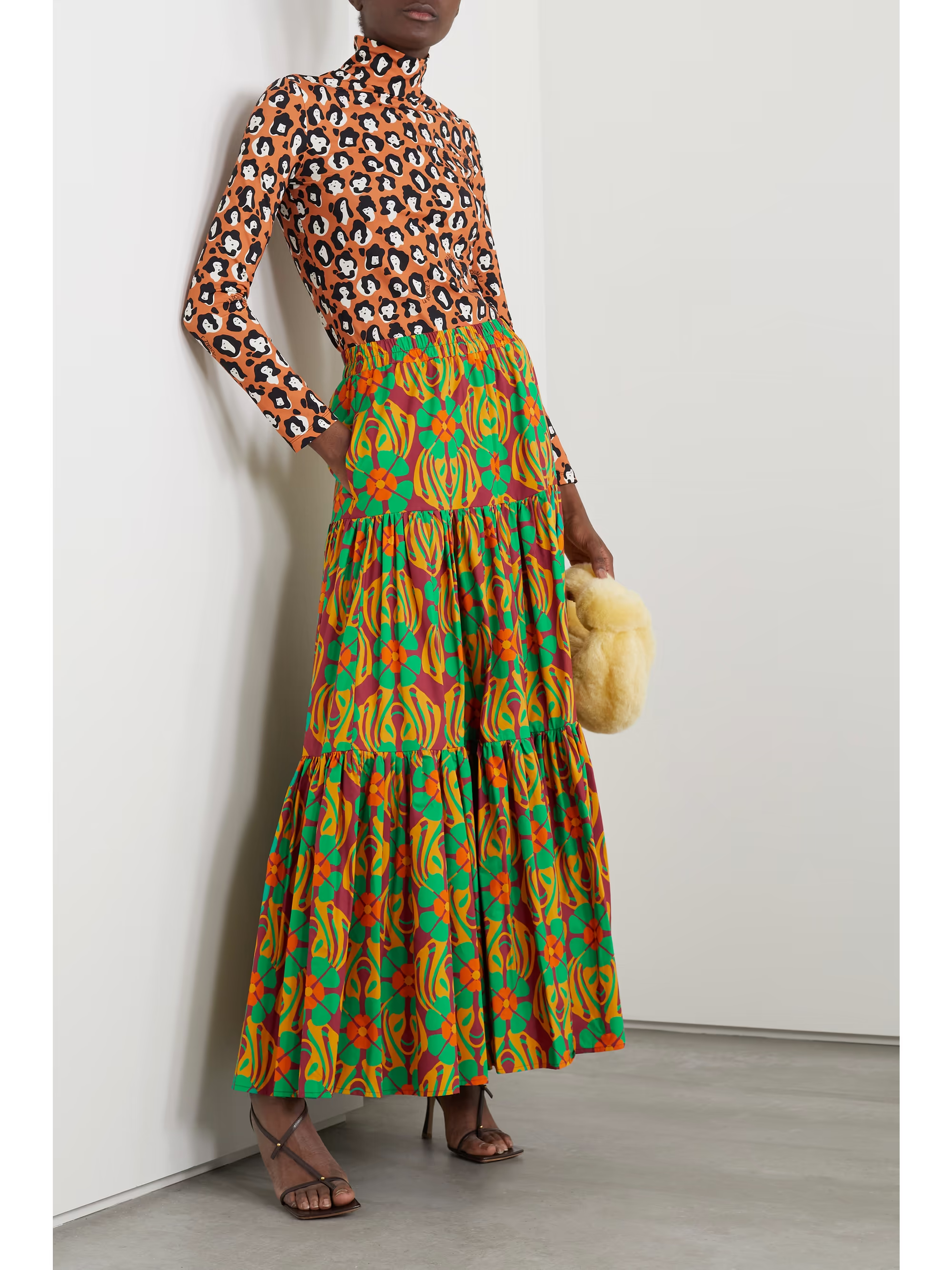 Womens La Double J Long Skirts In Green Multi