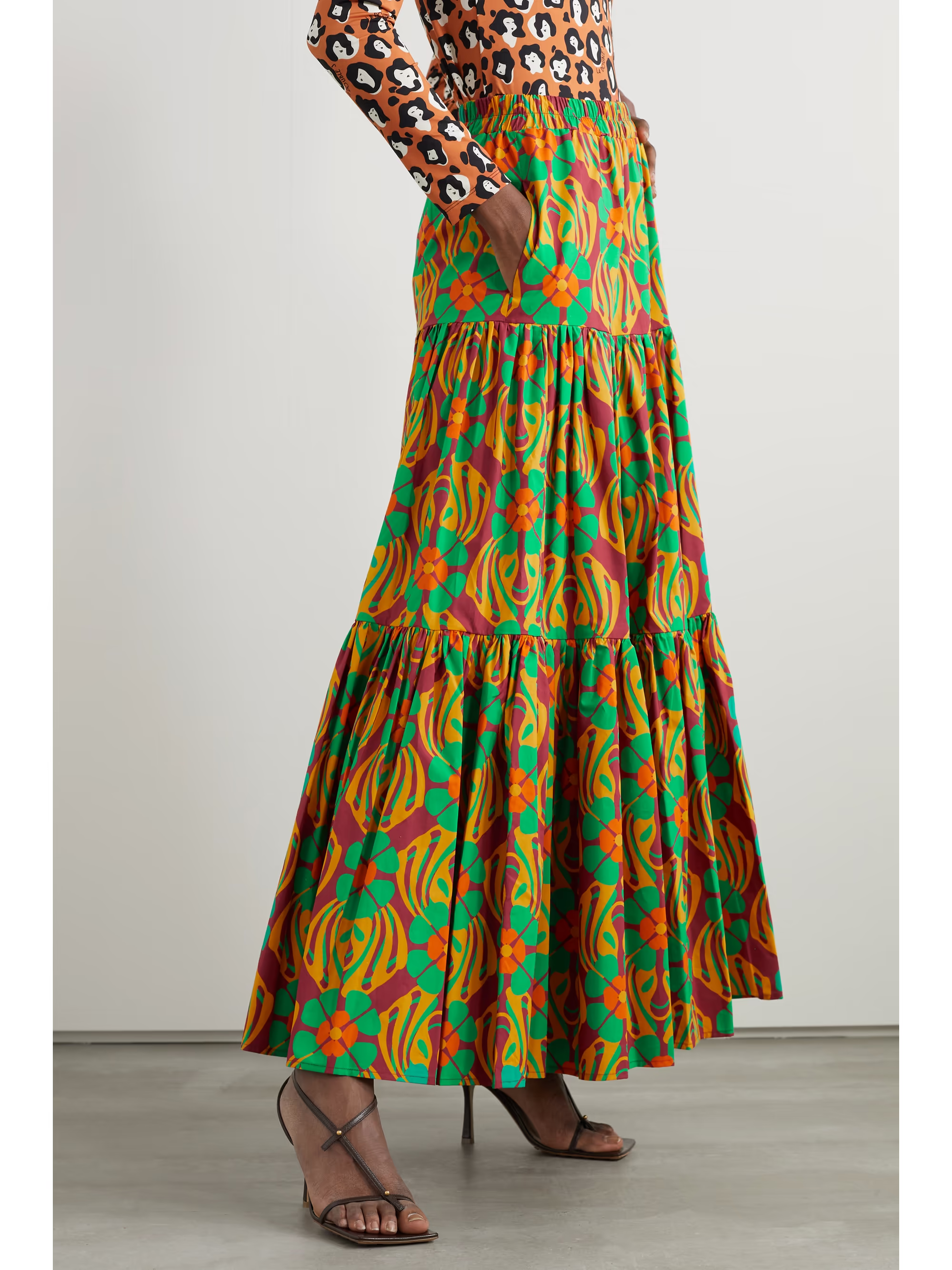 Womens La Double J Long Skirts In Green Multi