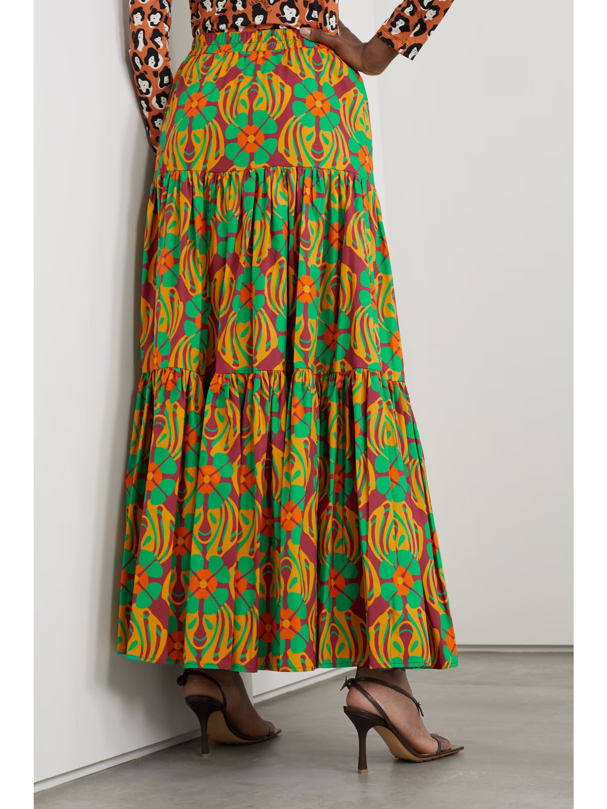 Womens La Double J Long Skirts In Green Multi