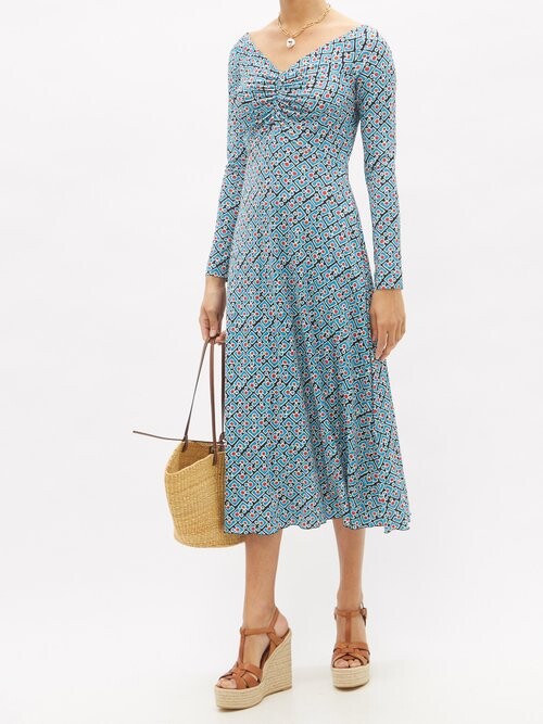 Womens La Double J Midi Sun Dresses In Blue Multi