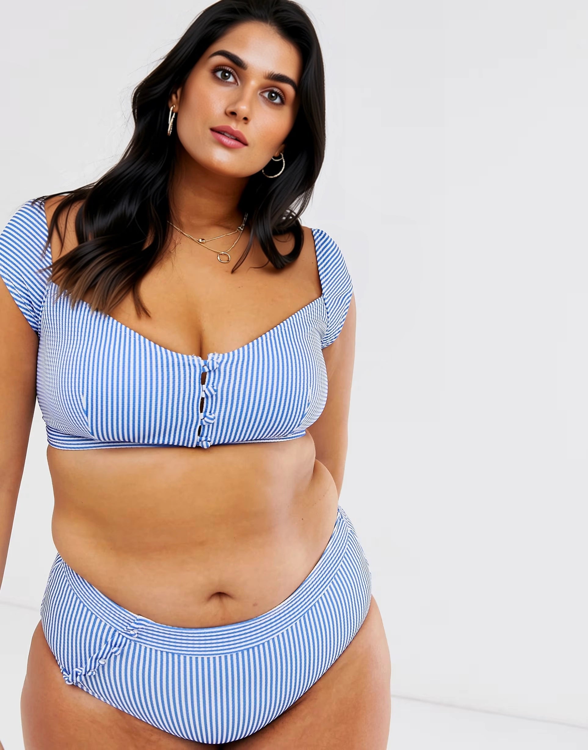 ModCloth Womens Sissone Textured Crop Bikini To In Blue