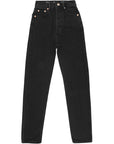 RAEY Womens Organic Rise High Waist Straight Leg Jean in Black