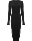 RAEY Womens Recycled Yarn Long Sleeve Bodycon Midi Dress in Black