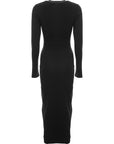 RAEY Womens Recycled Yarn Long Sleeve Bodycon Midi Dress in Black