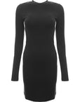 RAEY Womens Recycled Yarn Long Sleeve Bodycon Mini Dress in Black