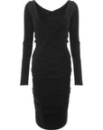 RAEY Womens Ruched Low Back Jersey Bodycon Dress in Black