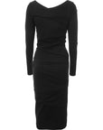 RAEY Womens Ruched Low Back Jersey Bodycon Dress in Black