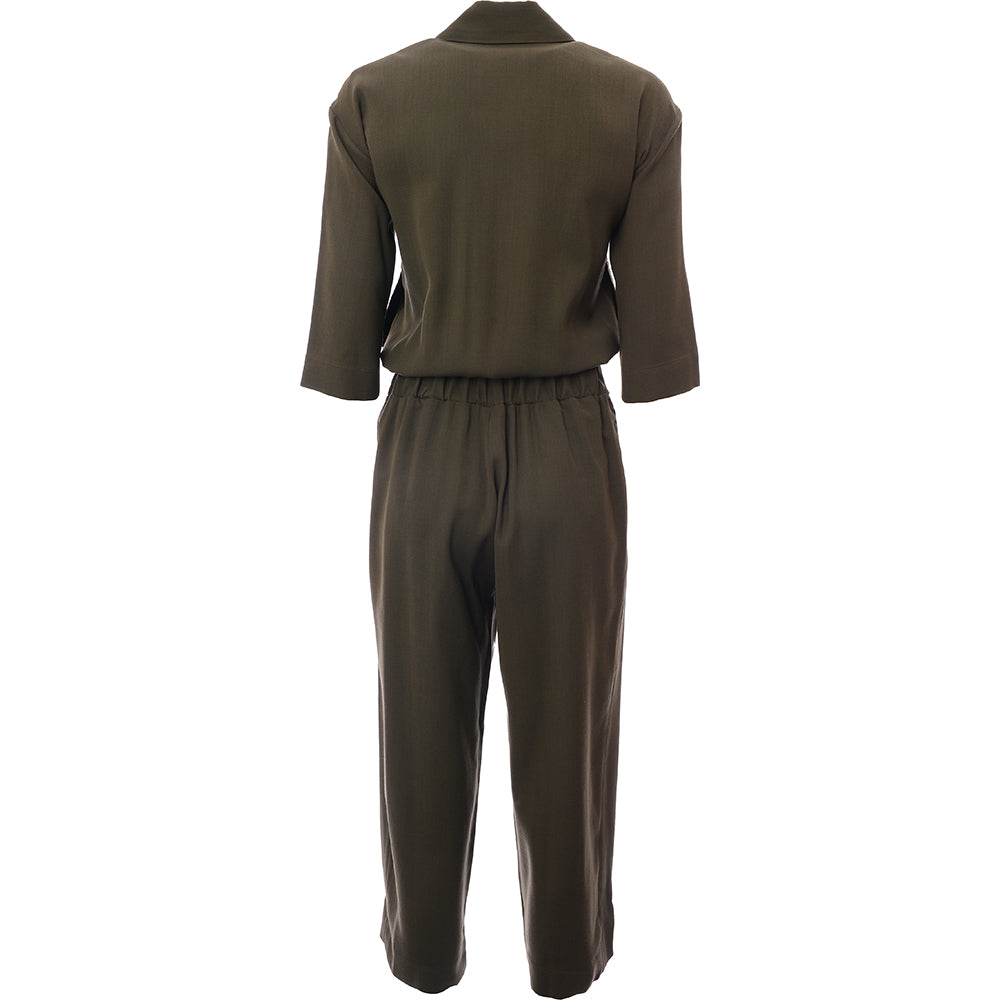 RAEY Womens Army Tapered Leg Jumpsuit in Green