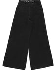 RAEY Womens Organic Wide Leg Cargo Jean in Black