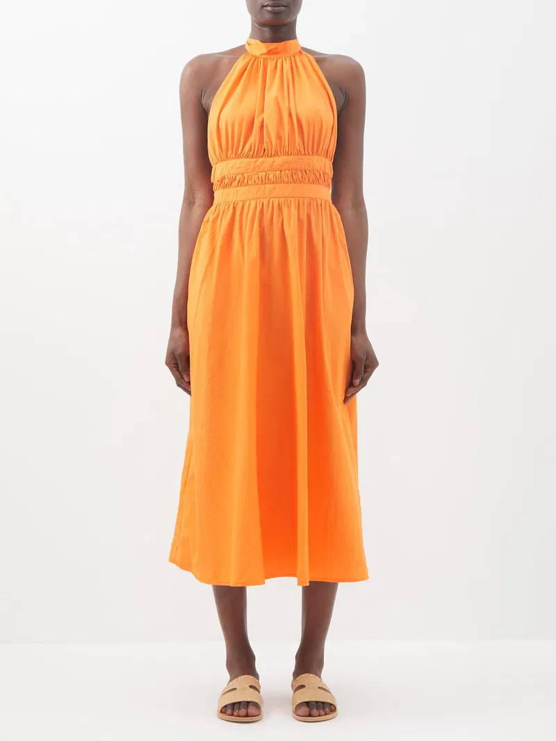 Womens Le Sirenuse Positano Midi Sun Dresses In Orange