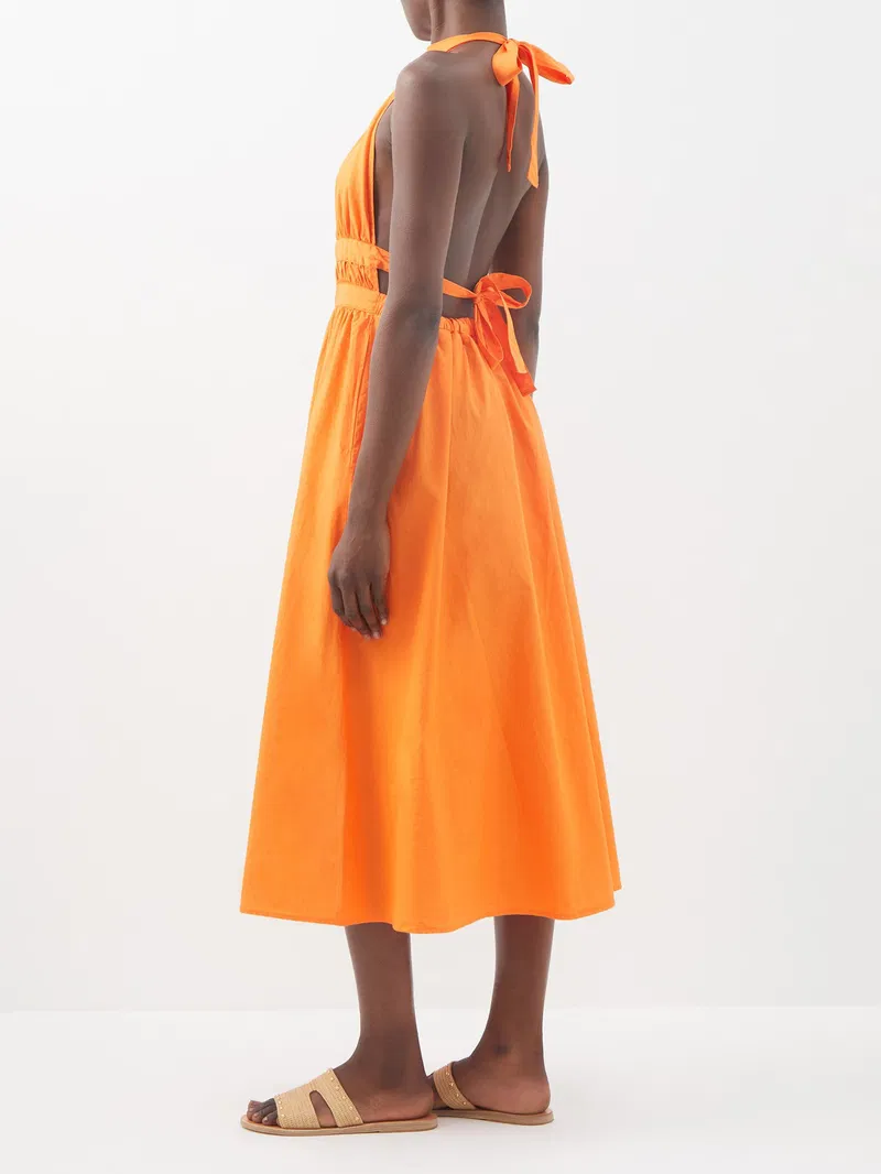 Womens Le Sirenuse Positano Midi Sun Dresses In Orange