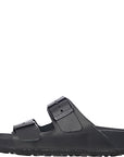 Birkenstock Womens Arizona Leather 2 Strap Buckle Sandal in Black