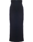 RAEY Womens Organic Wool Crepe High Waist Pencil Skirt in Blue