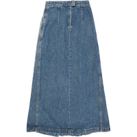 RAEY Womens Panelled Organic Blend Denim Full Skirt in Blue