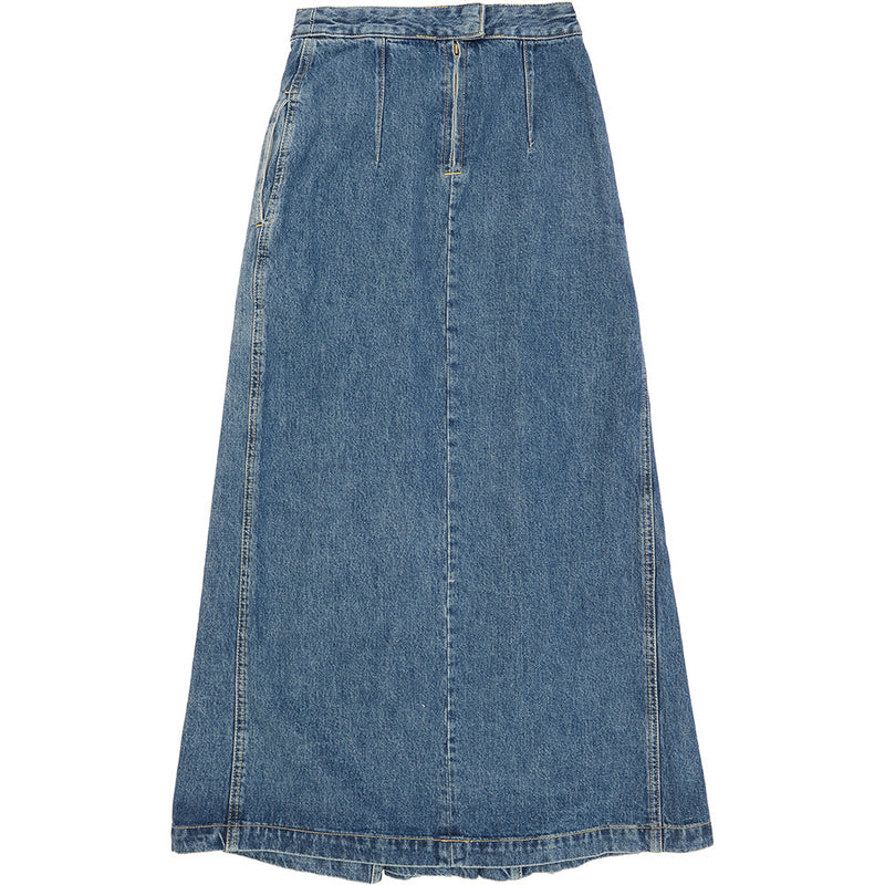 RAEY Womens Panelled Organic Blend Denim Full Skirt in Blue