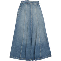 RAEY Womens Panelled Organic Blend Denim Full Skirt in Blue