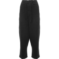 RAEY Mens Gathered Waist Linen Trousers in Black