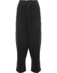 RAEY Mens Gathered Waist Linen Trousers in Black