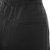 RAEY Mens Gathered Waist Linen Trousers in Black