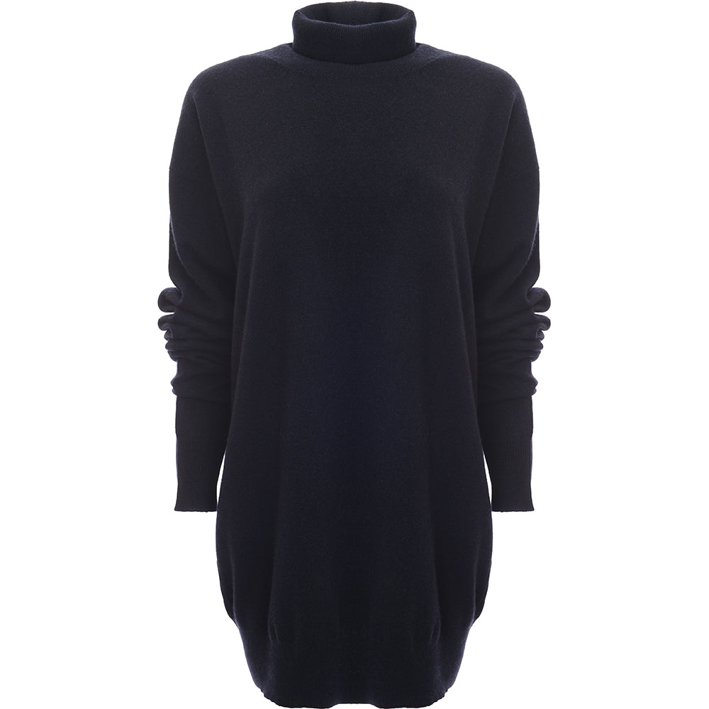 RAEY Womens Journo Recycled Cashmere Roll Neck Jumper in Navy